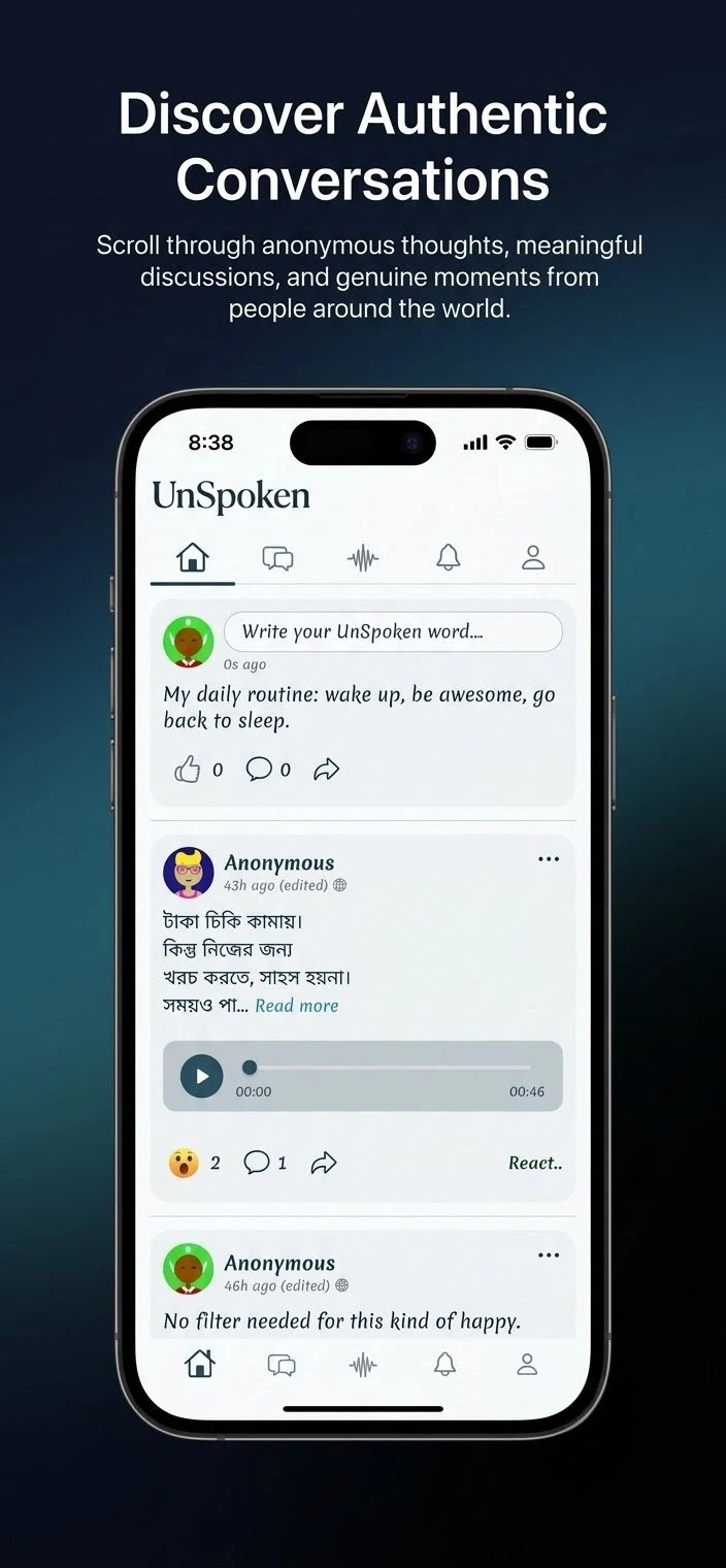 UnSpoken - Anonymous Social screenshot